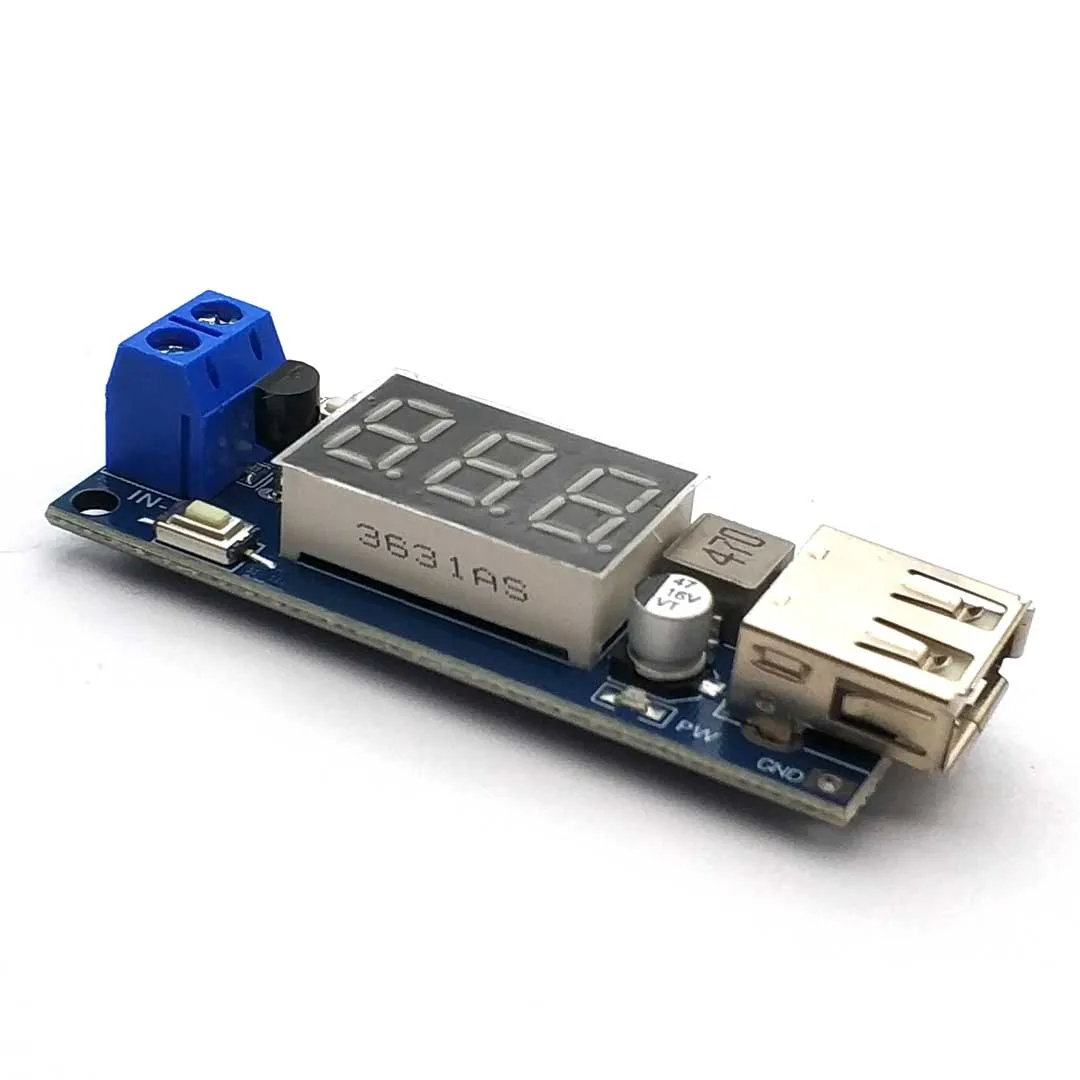 DC-DC 24V/12V To 5V 2A Step Down Power Supply Buck Converter USB Step-down Charging Module Voltage Meter - Image 5