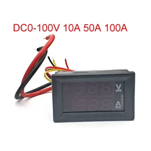 DC0-100V 10A 50A 100A Voltmeter Ammeter Red Blue LED Amp Dual Digital Volt Meter Gauge 0.28'' LED Display 50A 100A Diverter