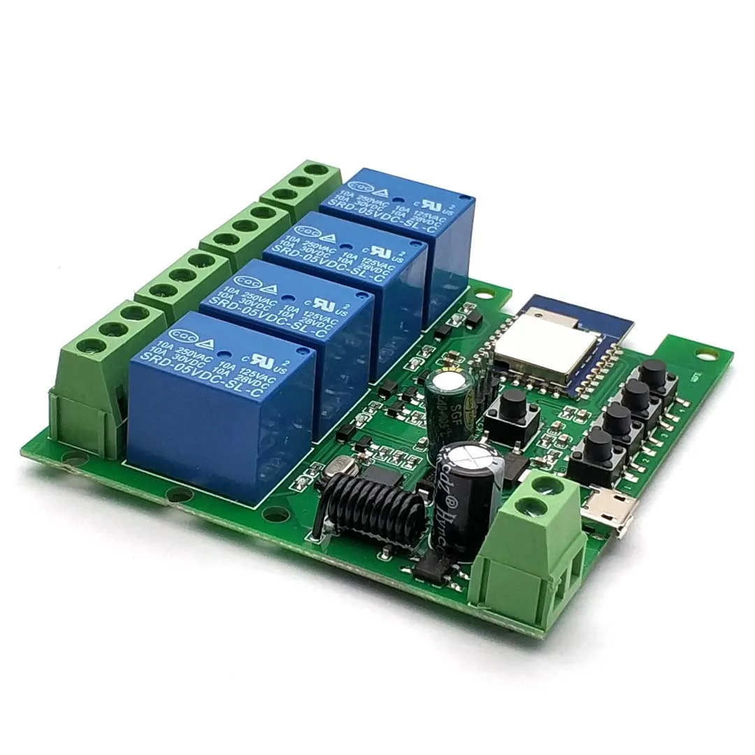 Tuya Wifi Switch 4-Way Module 10A Rele Relay Controller DC/AC 7-32V 12V 24V 220V 110V Smart Life Jog Self-locking Relay Module - Image 3