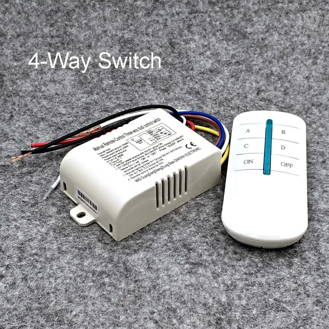 220V 1/2/3/4 Ways Wireless ON/OFF Lamp Remote Control Switch Receiver Transmitter