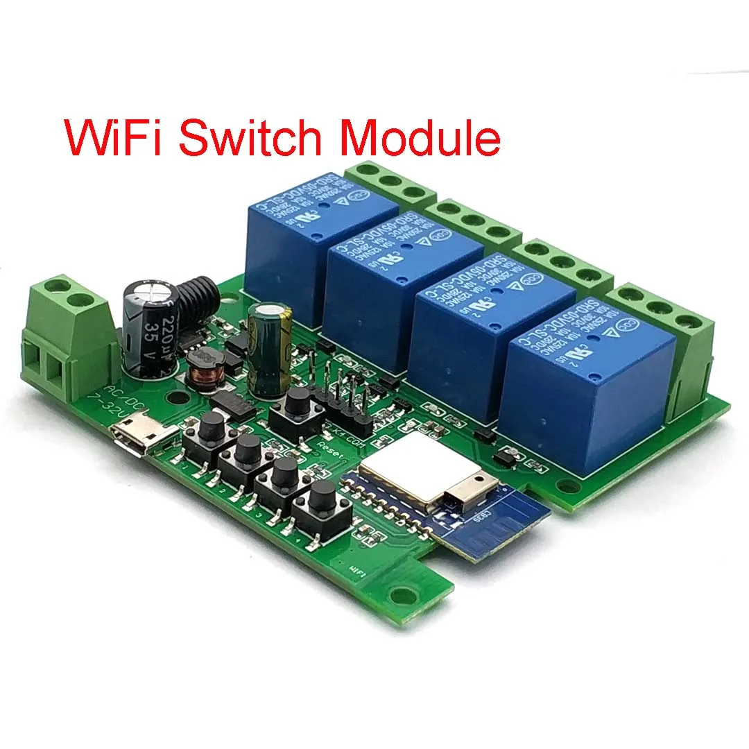 Tuya Wifi Switch 4-Way Module 10A Rele Relay Controller DC/AC 7-32V 12V 24V 220V 110V Smart Life Jog Self-locking Relay Module - Image 2