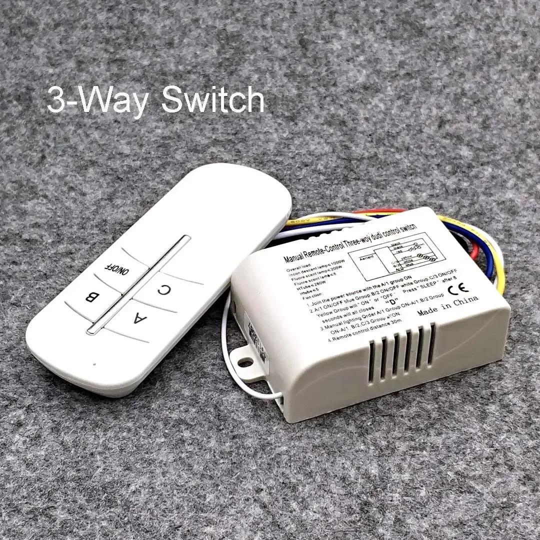 220V 1/2/3/4 Ways Wireless ON/OFF Lamp Remote Control Switch Receiver Transmitter - Image 2