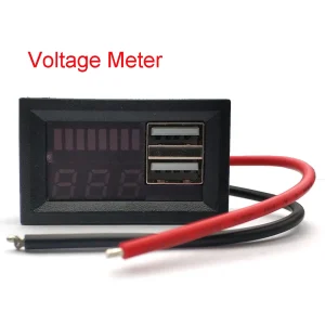 Dual USB 5V 2A Car Voltmeter Voltage Meter Panel 12V-24V 1S 2S 3S 4S Lithium Battery Capacity Indicator Power Tester