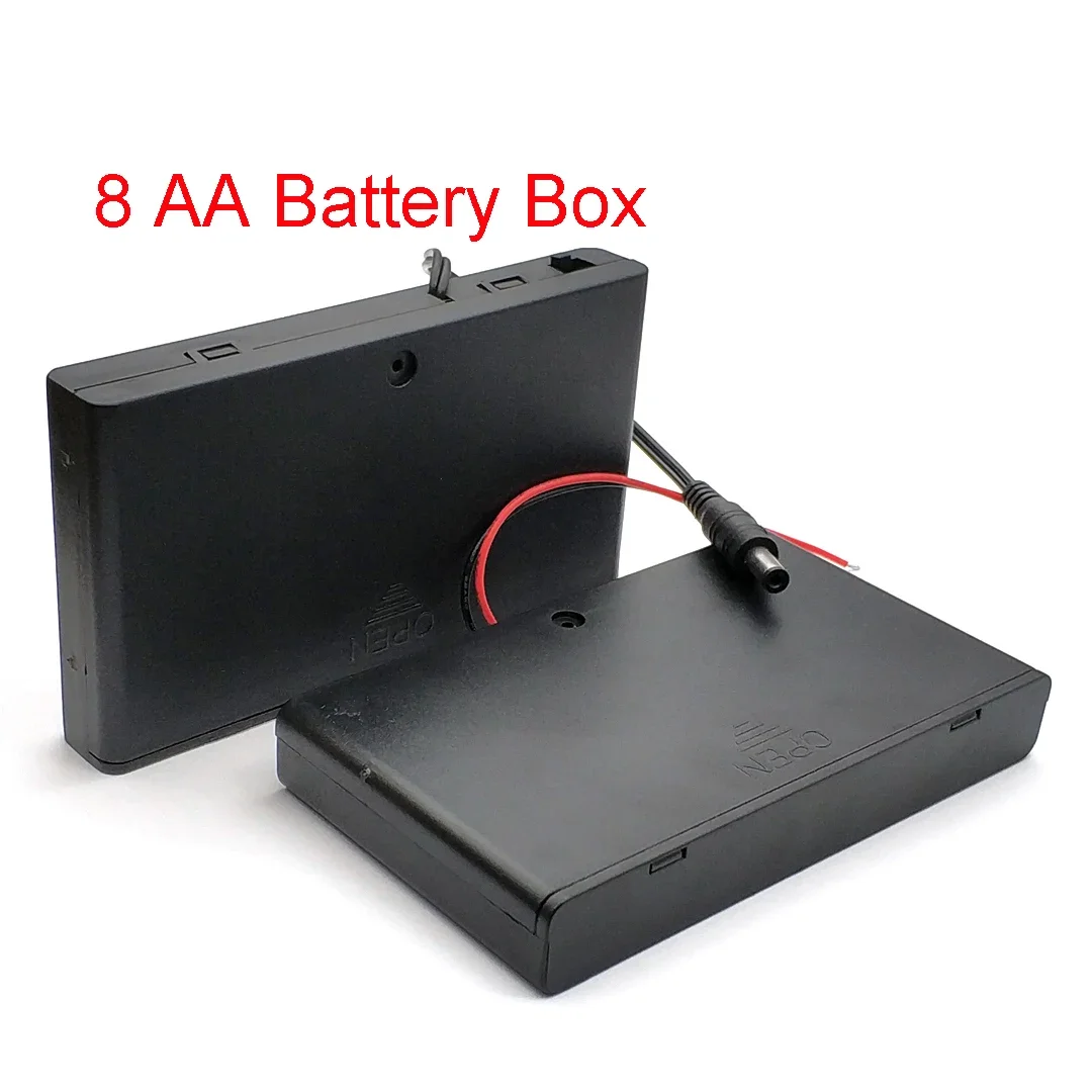 8 Slot AA Battery Case Box Holder with Leads DC5.5*2.1MM