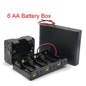 6 Slot AA Battery Case Box Holder with Leads Back To 9V