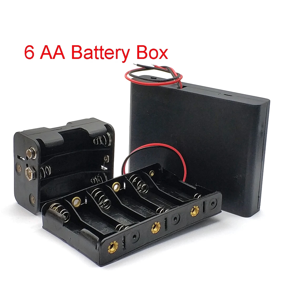 6 Slot AA Battery Case Box Holder with Leads Back To 9V