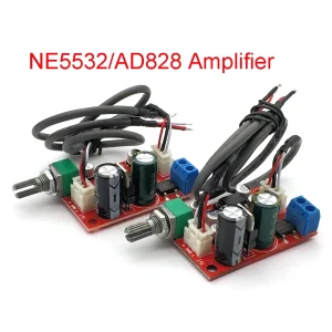 NE5532/AD828 Op Amp Preamplifier Board Single Power Supply with Volume Potentiometer