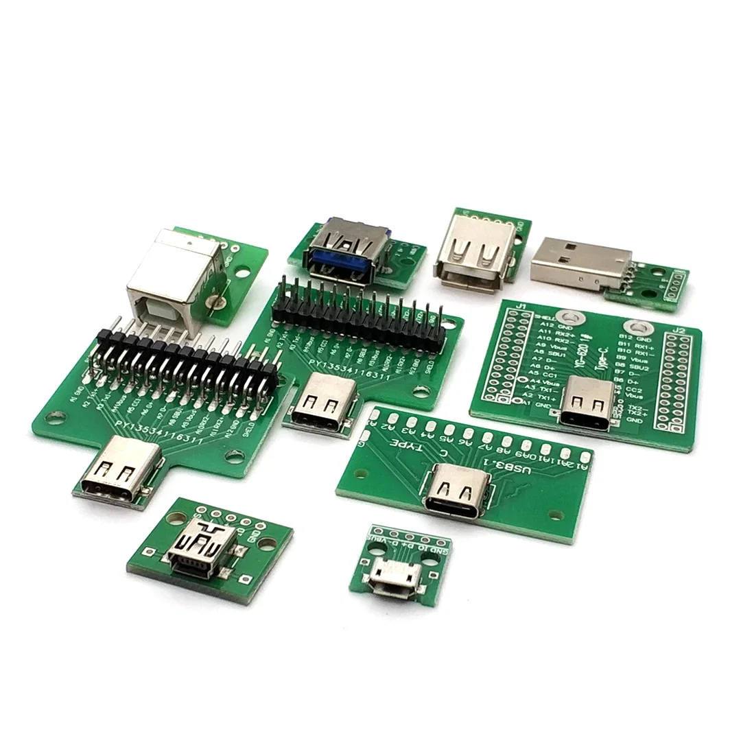 USB Male Connector / MINI MICRO USB To DIP Adapter Female Connector 2.54 Connector B Type-C USB2.0 3.0 Female PCB Converter - Image 3