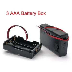 3 Slot AAA Battery Case Box Holder with Leads Cover