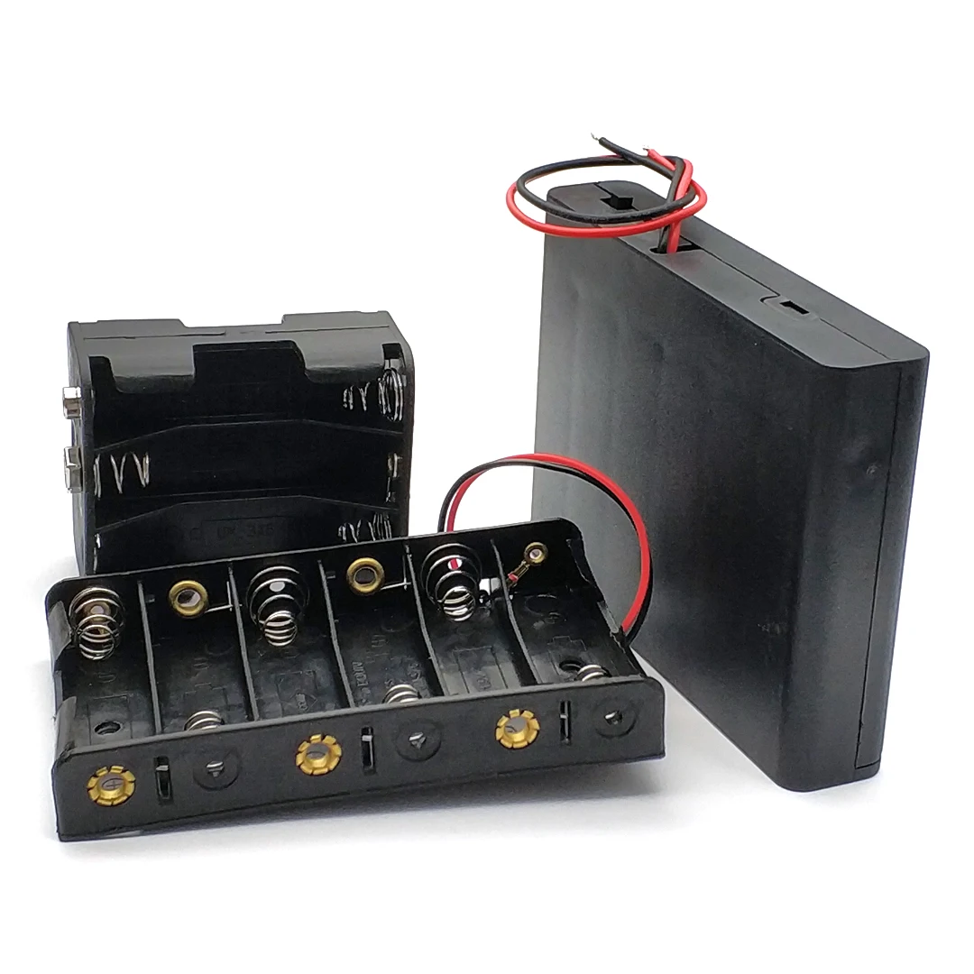 6 Slot AA Battery Case Box Holder with Leads Back To 9V - Image 2