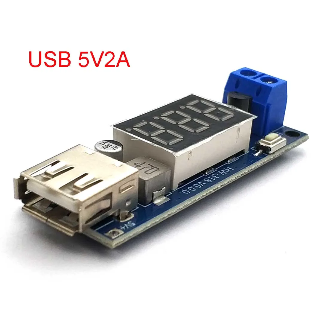 DC-DC 24V/12V To 5V 2A Step Down Power Supply Buck Converter USB Step-down Charging Module Voltage Meter