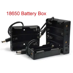 18650 Battery Holder Box 3.7V Storage Case 1/2/3/4 Cell Container with Connect Red Wires / DC5.5 2.1MM