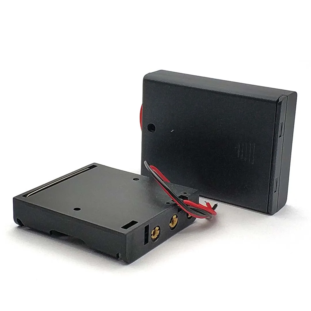 4 Slot AAA Battery Case Box Holder with Leads Cover - Image 4
