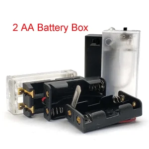2 Slot AA Battery Case Box Holder with Leads