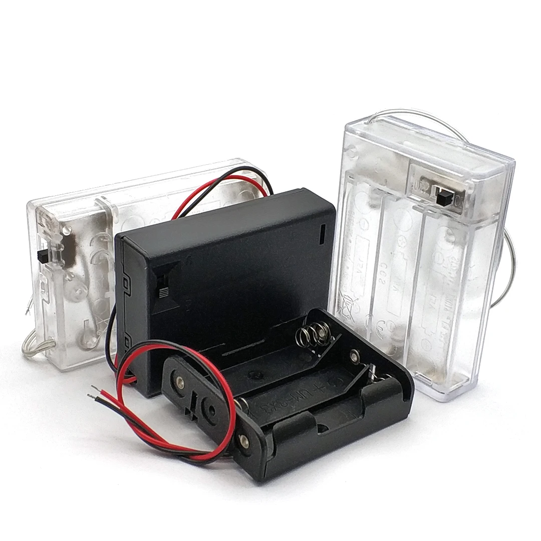 3 Slot AA Battery Case Box Holder with Leads - Image 3