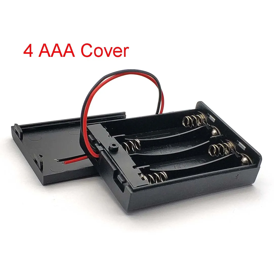 4 Slot AAA Battery Case Box Holder with Leads Cover - Image 6