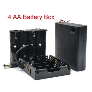 4 Slot AA Battery Case Box Holder with Leads DC5.5*2.1MM