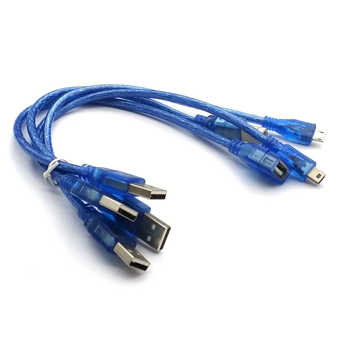 30cm USB Cable for Uno R3 for Nano/MEGA 2560/Leonardo/Pro Micro/DUE Blue Quality A Type USB/Mini USB/Micro USB 0.3m for Arduino - Image 3