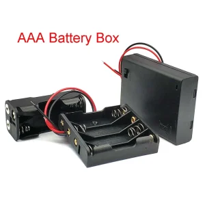 4 Slot AAA Battery Case Box Holder with Leads Cover